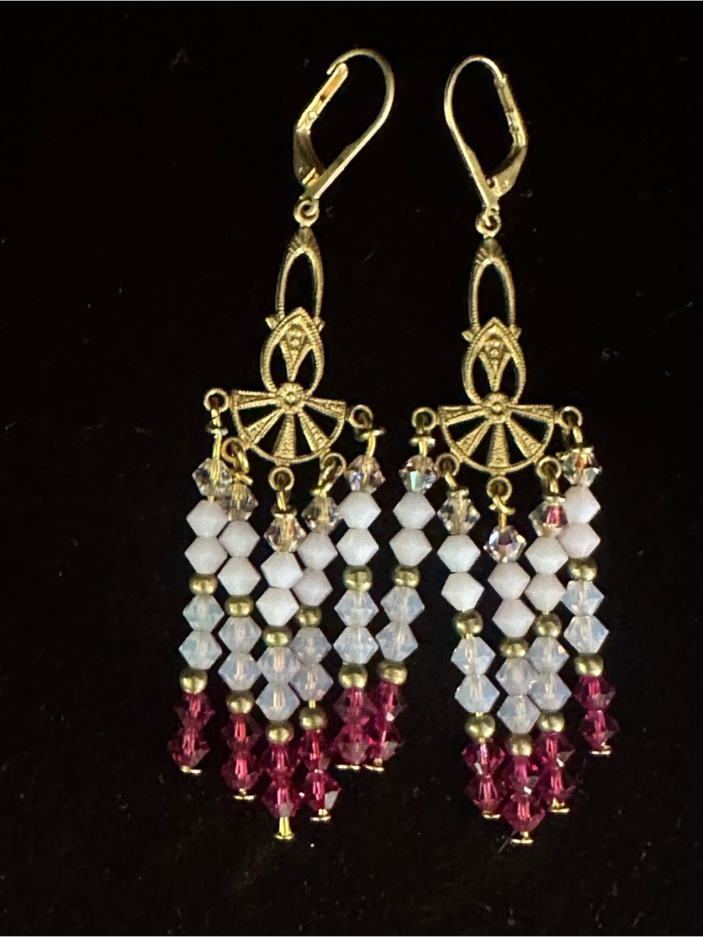 Swarovski Crystal Gold tone Chandelier Earrings